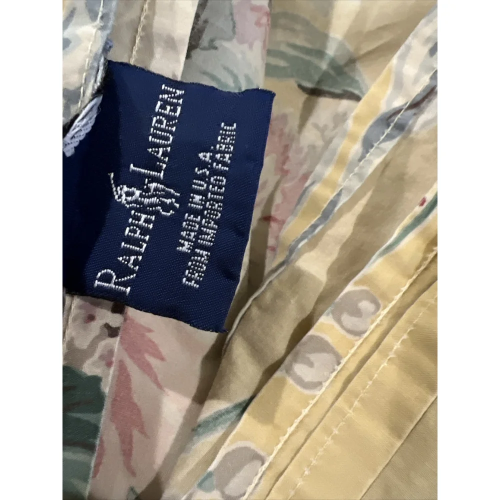 Ralph Lauren Evelyn Yellow Floral Queen Comforter & Flat Sheet USA Rare Vintage